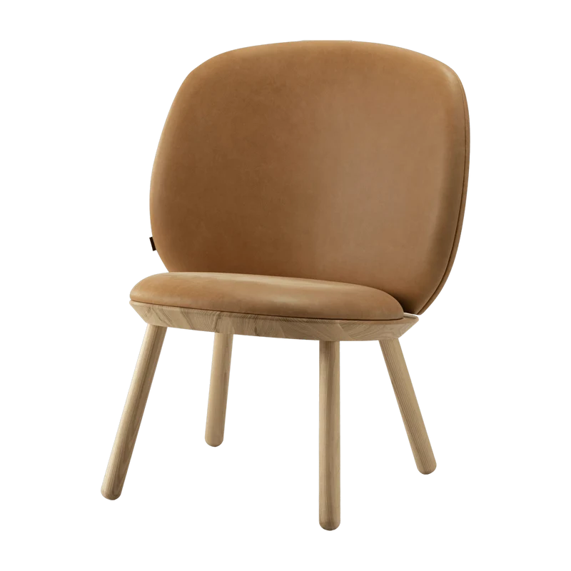Fauteuil en frêne et cuir cognac Naïve - Emko