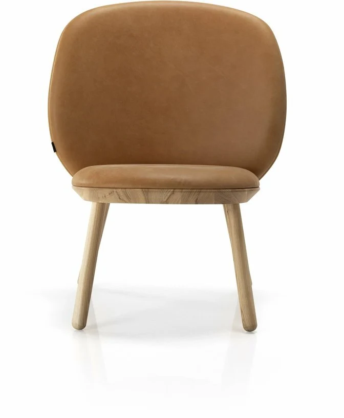 Fauteuil en frêne et cuir cognac Naïve - Emko