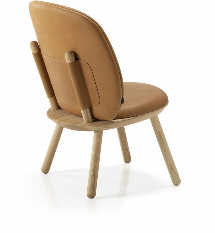 Fauteuil en frêne et cuir cognac Naïve - Emko