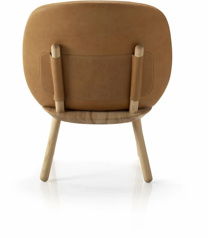 Fauteuil en frêne et cuir cognac Naïve - Emko