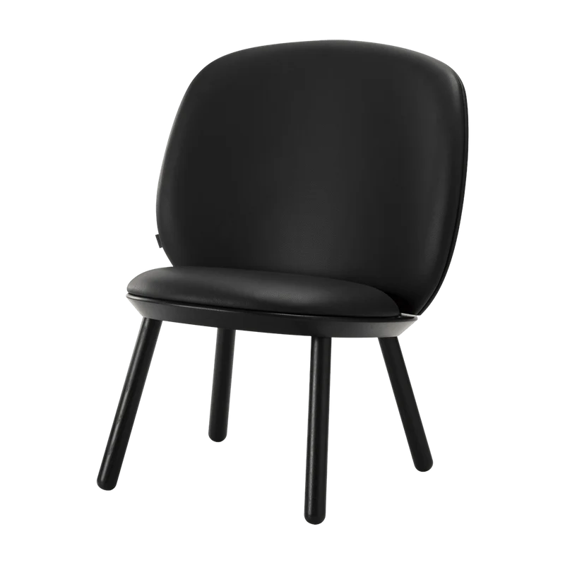Fauteuil en frêne noir et cuir noir Naïve - Emko