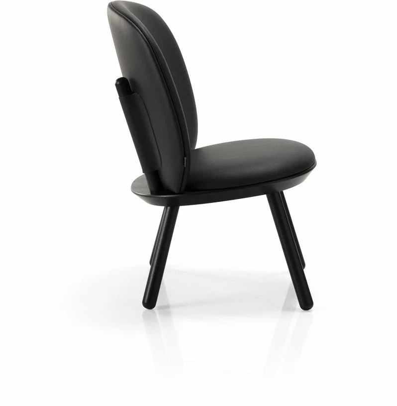 Fauteuil en frêne noir et cuir noir Naïve - Emko