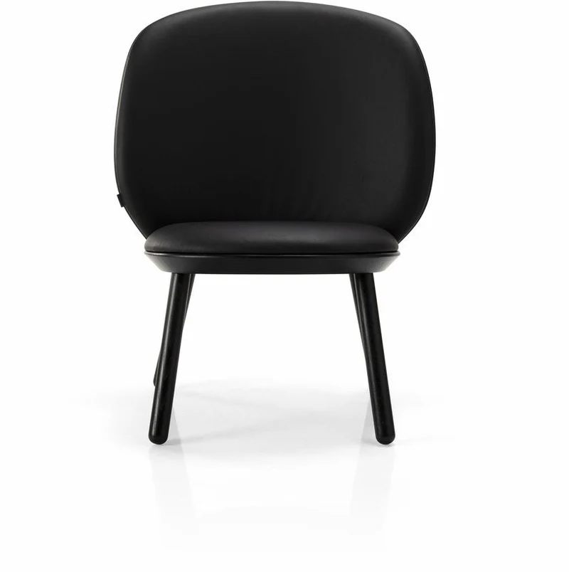 Fauteuil en frêne noir et cuir noir Naïve - Emko
