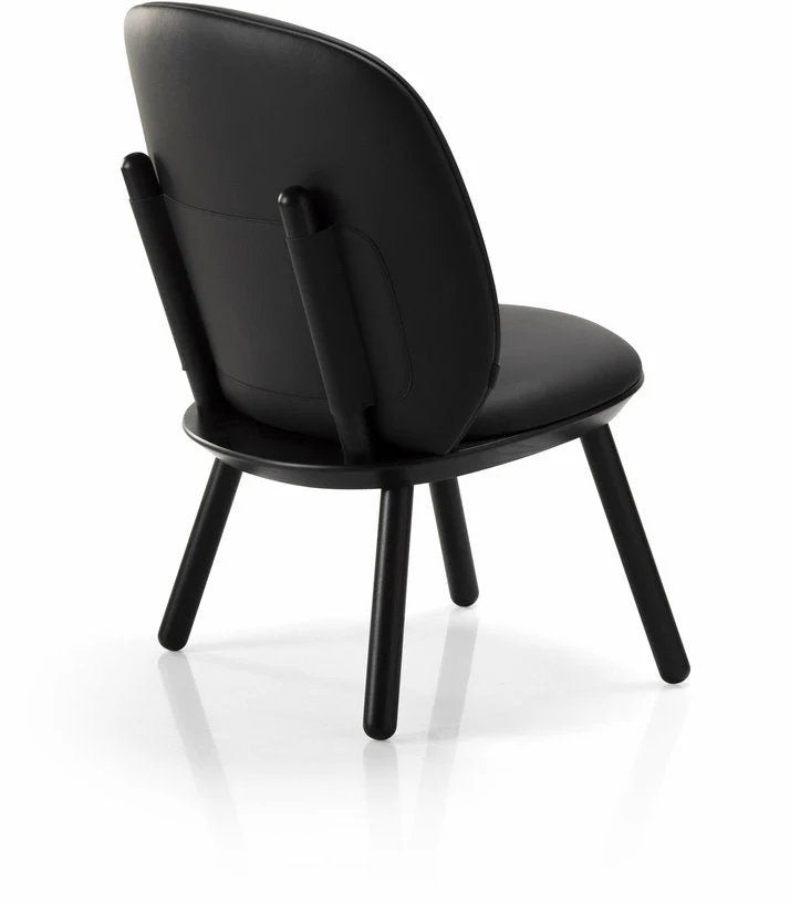 Fauteuil en frêne noir et cuir noir Naïve - Emko