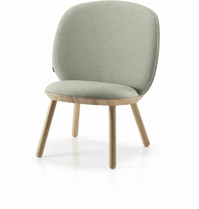 Fauteuil en frêne et tissu beige clair Naïve - Emko
