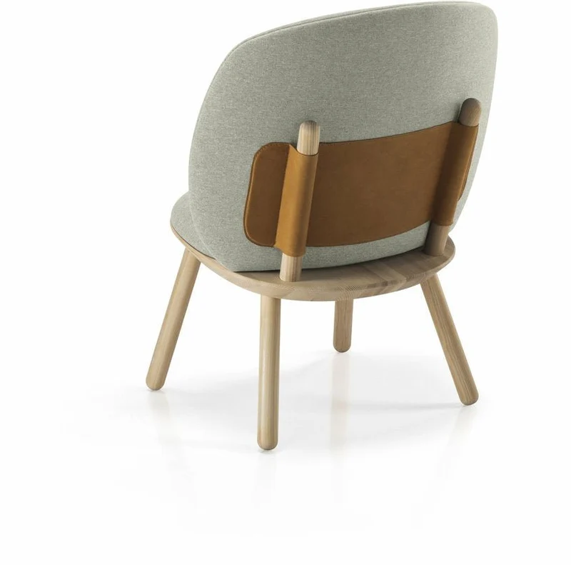 Fauteuil en frêne et tissu beige clair Naïve - Emko