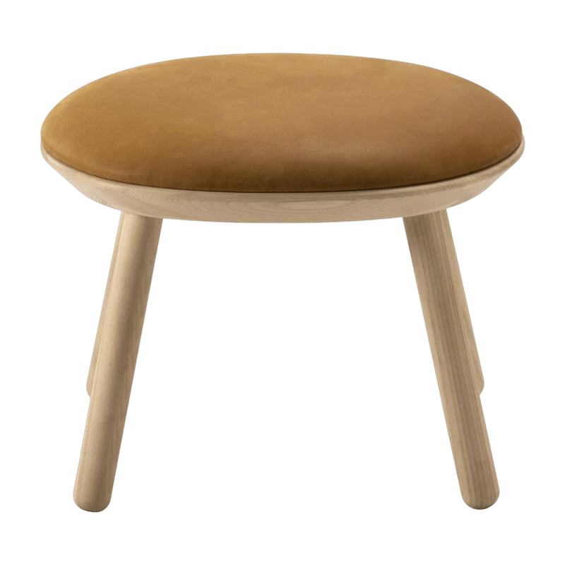 Tabouret en frêne et cuir cognac Naïve - Emko