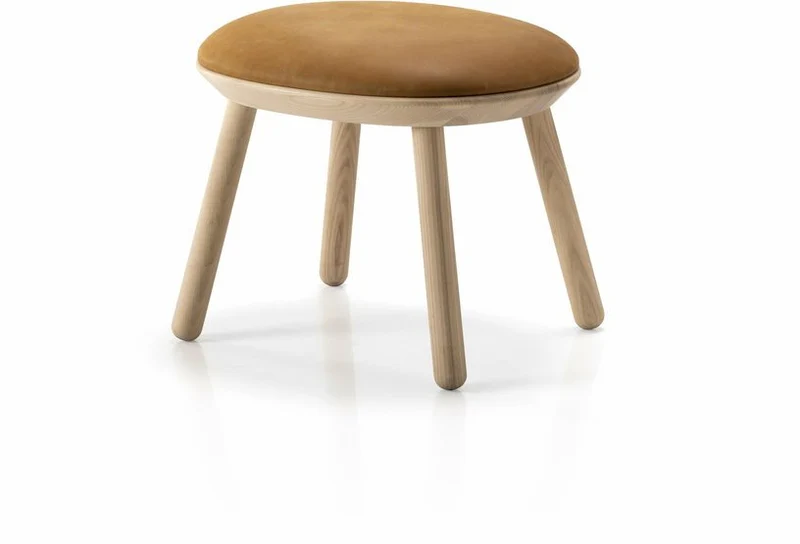 Tabouret en frêne et cuir cognac Naïve - Emko
