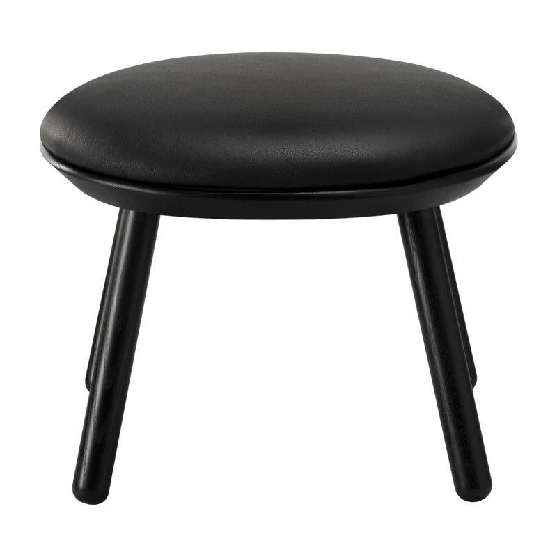 Tabouret en frêne noir et cuir noir Naïve - Emko