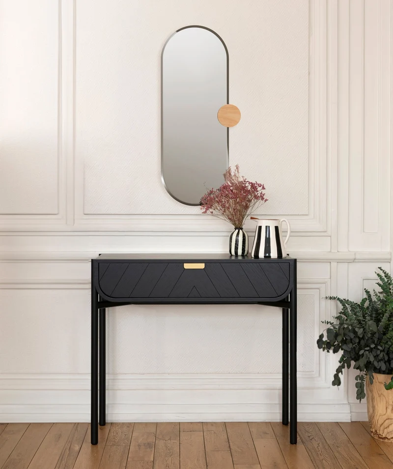 Console en chêne teinté noir 100 x 36,5 x 90 cm Marius - Hartô