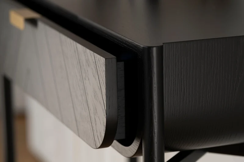 Console en chêne teinté noir 100 x 36,5 x 90 cm Marius - Hartô