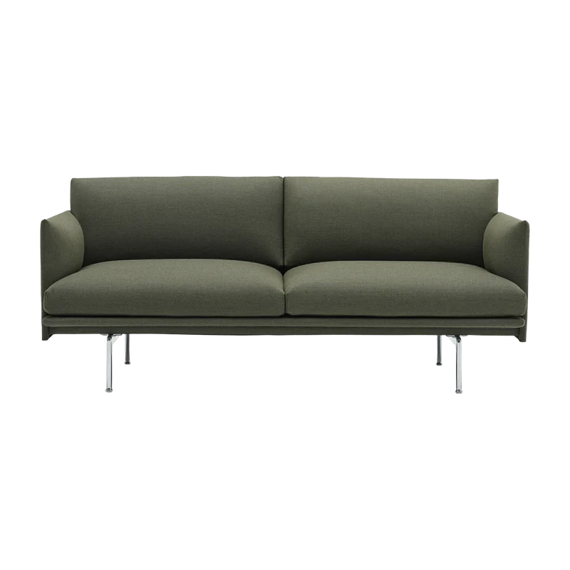 Canapé en mousse et pieds d'aluminium poli brun 2 places Outline - Muuto