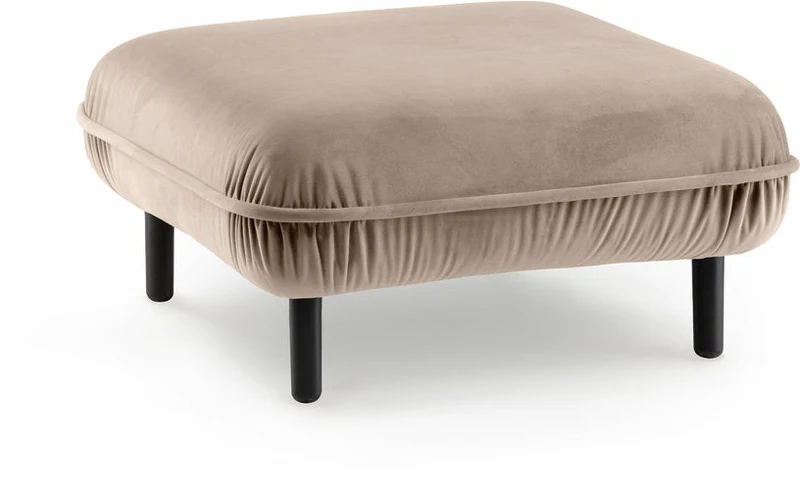 Repose-pieds en velours beige Bean - Emko