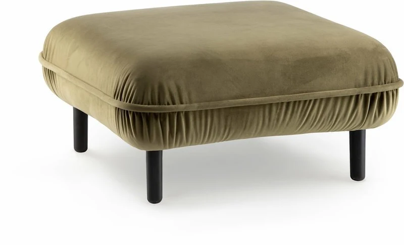 Repose-pieds en velours vert Bean - Emko
