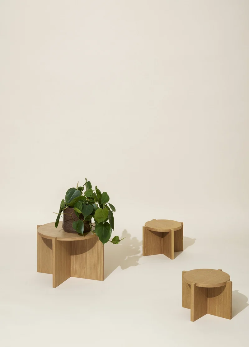 Table basse ronde en chêne naturel 45cm Nomad - Hübsch