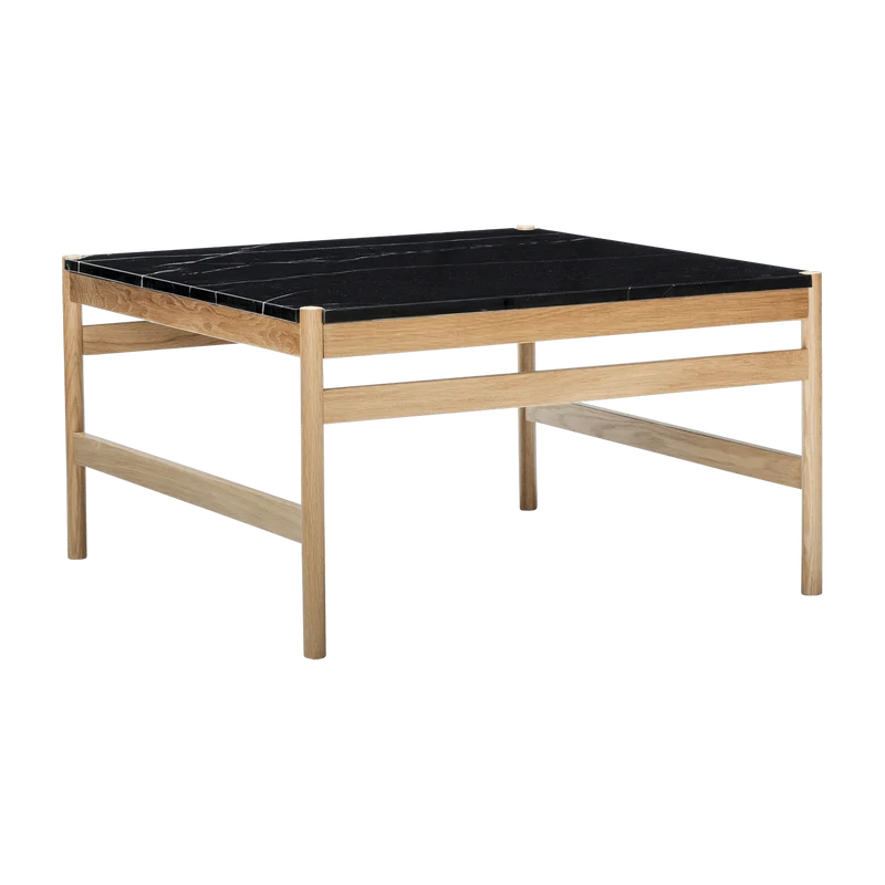 Table basse carrée 80x80 cm marbre noir et bois Raw - Hübsch