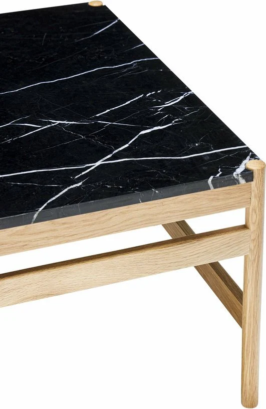 Table basse carrée 80x80 cm marbre noir et bois Raw - Hübsch