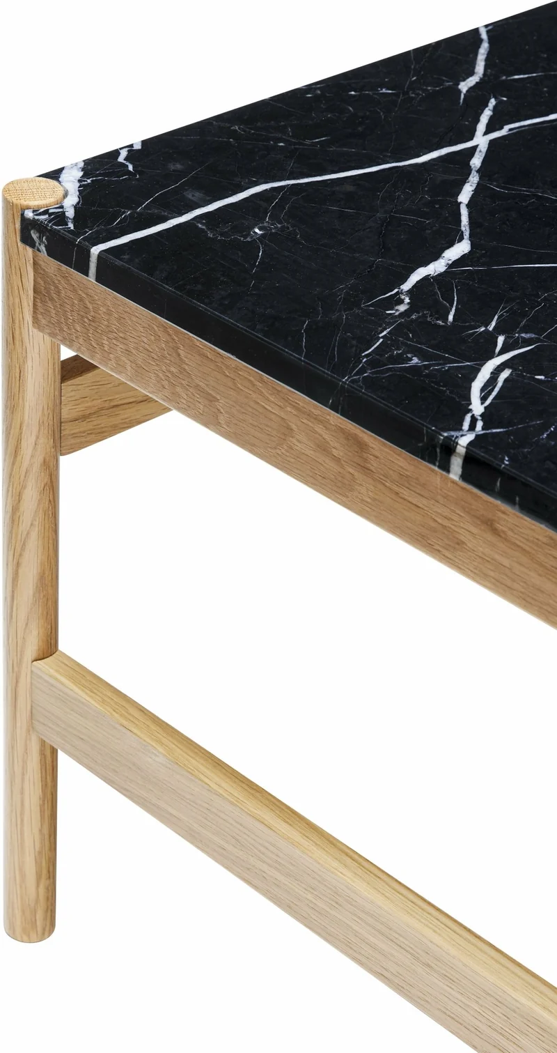 Table basse carrée 80x80 cm marbre noir et bois Raw - Hübsch