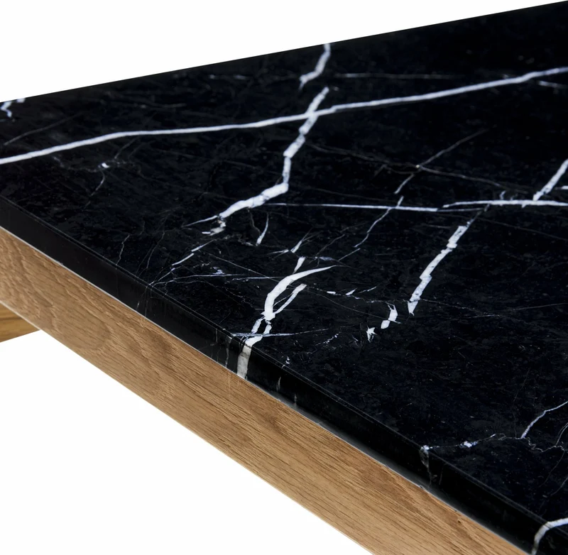 Table basse carrée 80x80 cm marbre noir et bois Raw - Hübsch