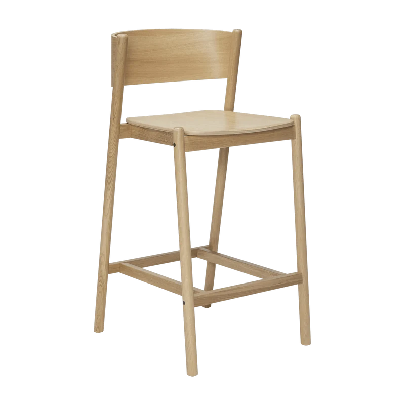 Chaise de bar en chêne naturel 75 cm Oblique - Hübsch