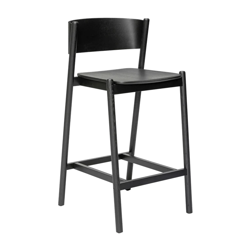 Chaise de bar en chêne noir 75 cm Oblique- Hübsch