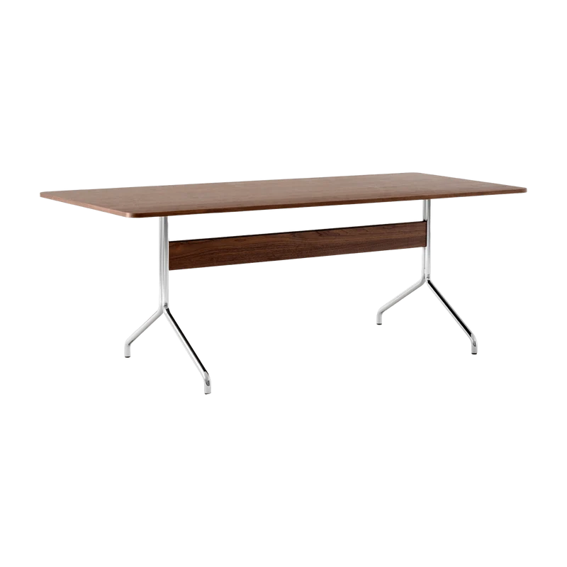 Table à manger en noyer et métal chrome 200x90 cm Pavilion AV19 - &tradition