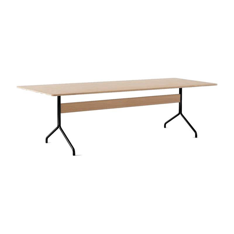 Pavilion Dining Table AV24, Clear Laquered Oak/Black Frame, 250x110 cm
