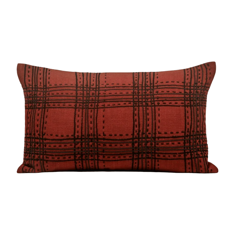 Housse De Coussin Keneth Bordeaux Et Noir - Madura