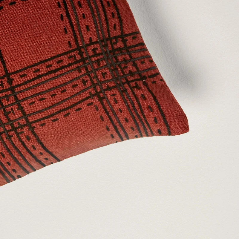 Housse De Coussin Keneth Bordeaux Et Noir - Madura