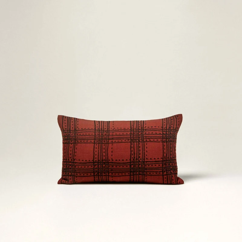 Housse De Coussin Keneth Bordeaux Et Noir - Madura