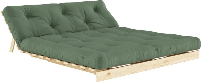 Canapé-lit vert olive pin massif Roots 160 - Karup Design