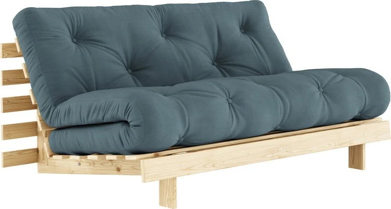Canapé-lit bleu pétrole pin massif Roots 160 - Karup Design