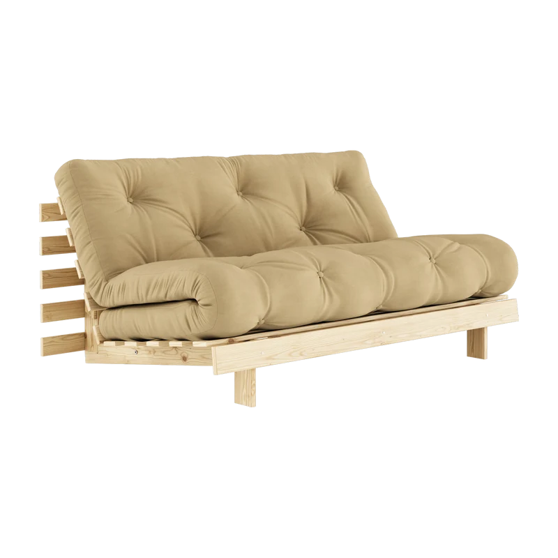 Canapé-lit beige wheat pin massif Roots 160 - Karup Design
