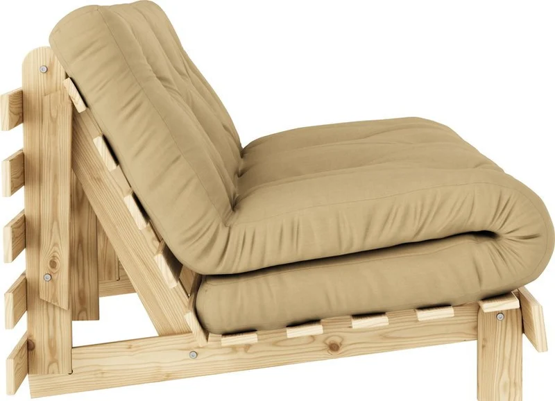 Canapé-lit beige wheat pin massif Roots 160 - Karup Design