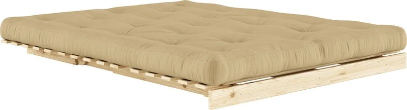 Canapé-lit beige wheat pin massif Roots 160 - Karup Design