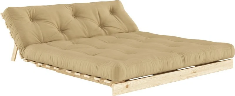 Canapé-lit beige wheat pin massif Roots 160 - Karup Design