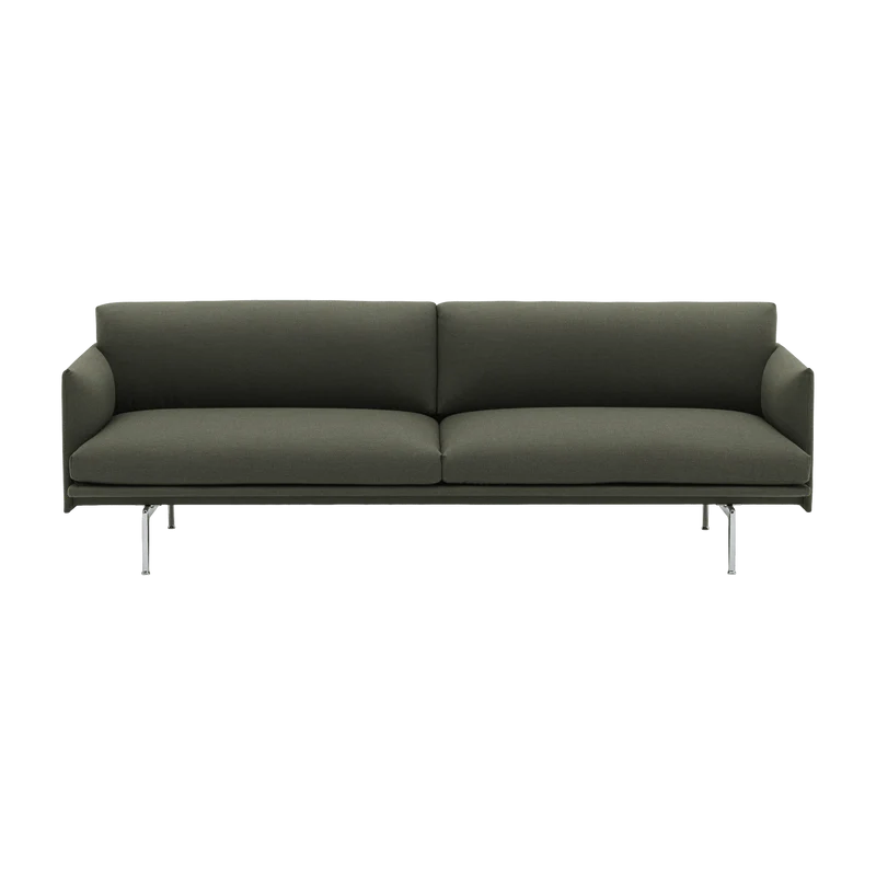 Canapé en mousse pieds d'aluminium poli brun 3 places Outline - Muuto