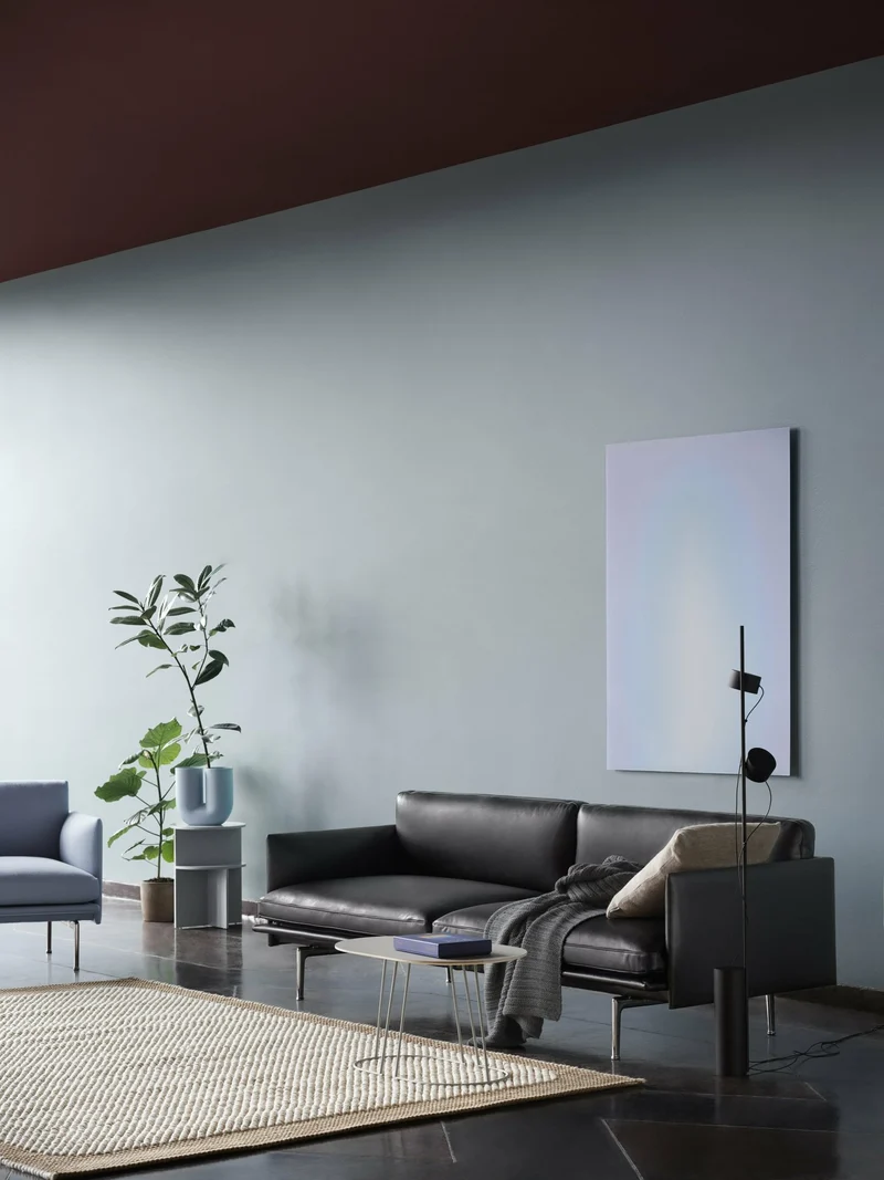 Canapé en mousse pieds d'aluminium poli brun 3 places Outline - Muuto