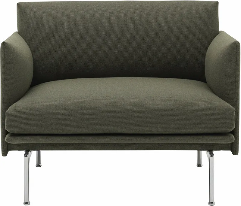 Fauteuil en mousse et pieds d'aluminium poli brun Outline - Muuto
