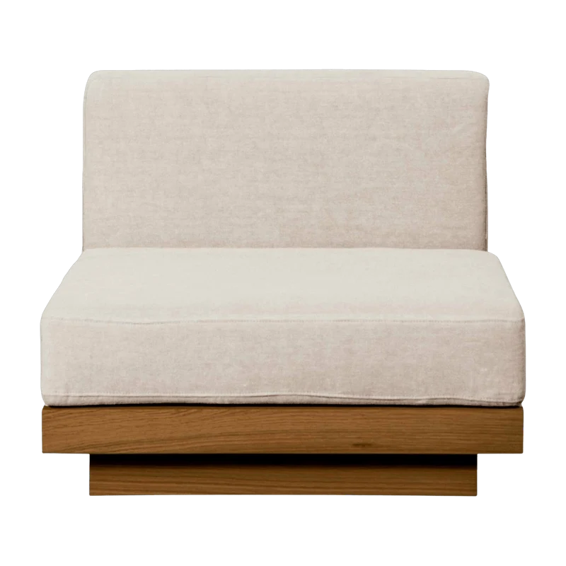 Grande chauffeuse d'extérieur en Iroko et toile Crème Georges - Gabrielle Paris