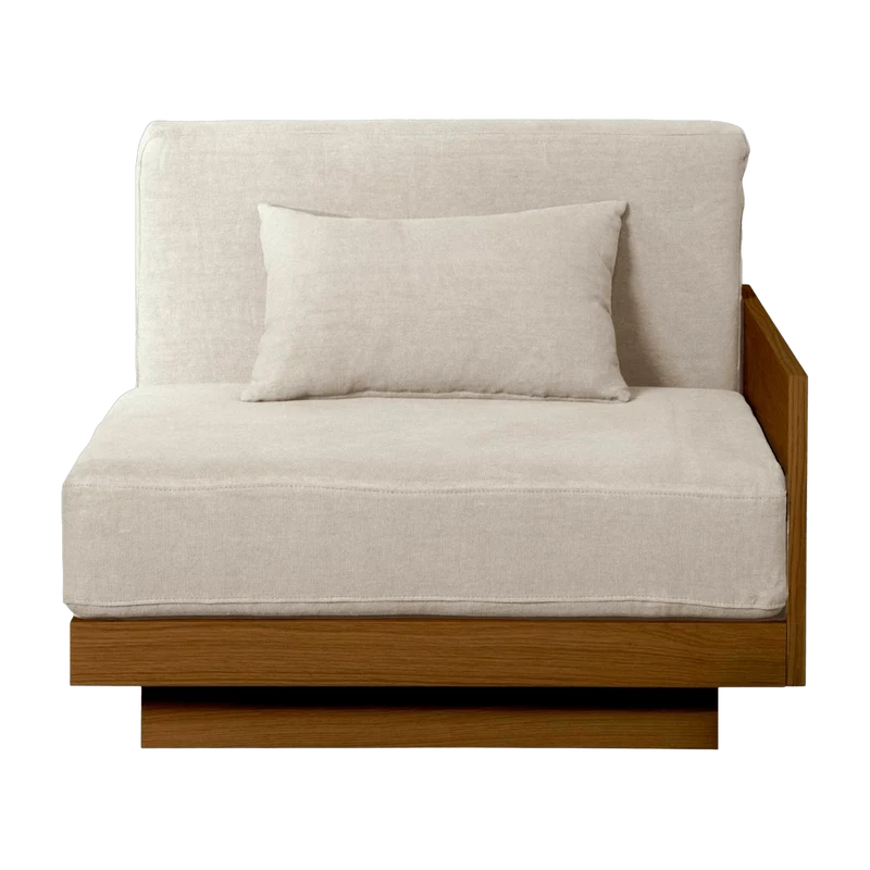 Module avec accoudoir d'extérieur en Iroko et toile crème Georges - Gabrielle Paris