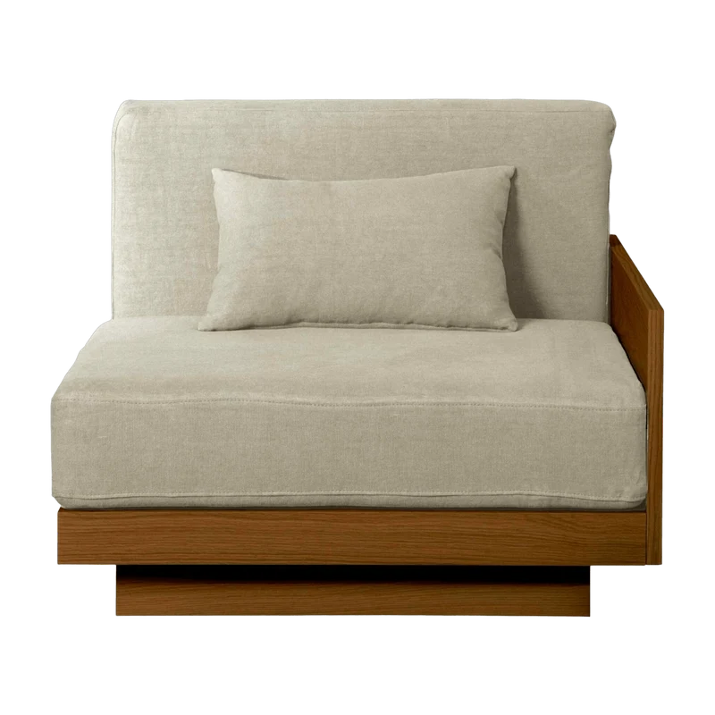 Module avec accoudoir d'extérieur en Iroko et toile Naturel Georges - Gabrielle Paris