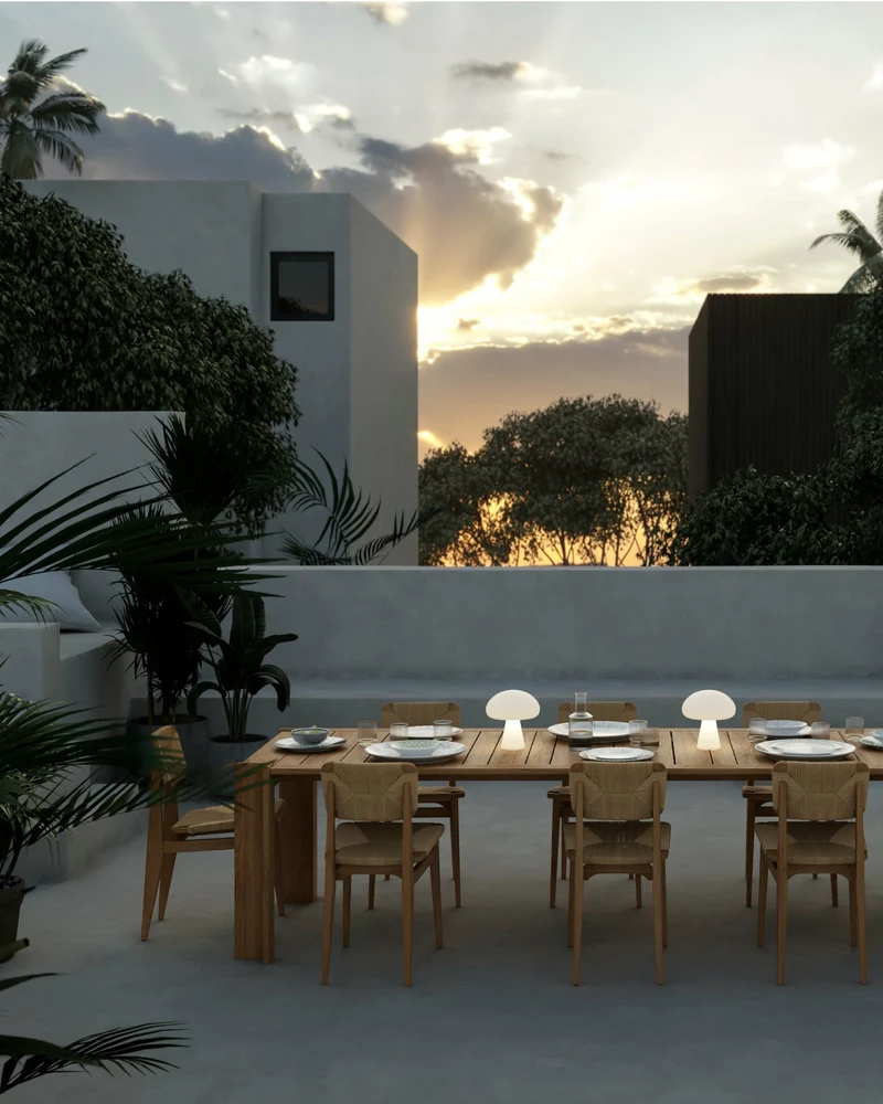 Table à manger en teck naturel 105x281 cm Atmosfera - Gubi