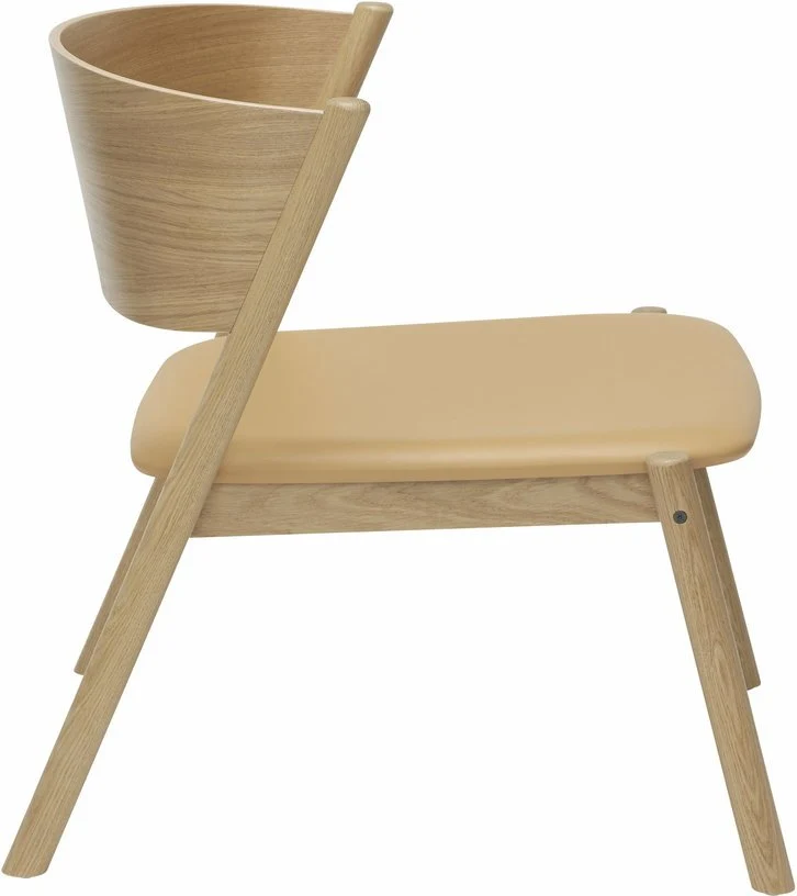 Fauteuil en chêne naturel et cuir beige Oblique - Hübsch