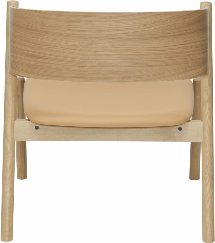 Fauteuil en chêne naturel et cuir beige Oblique - Hübsch