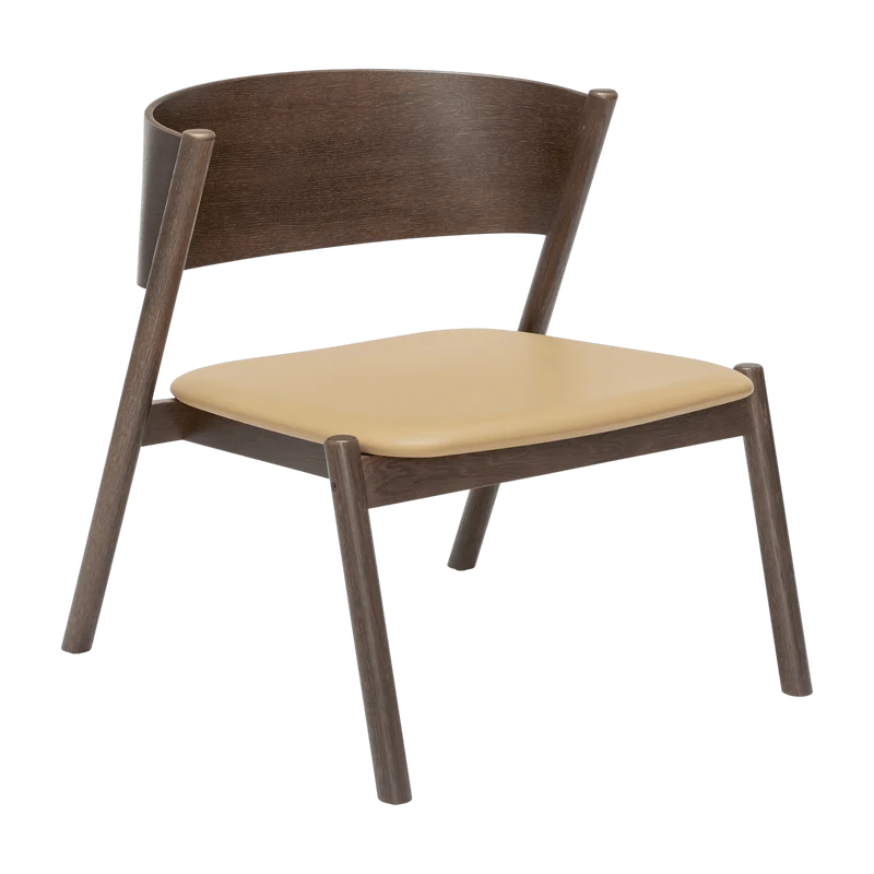 Fauteuil en chêne foncé et cuir marron Oblique - Hübsch