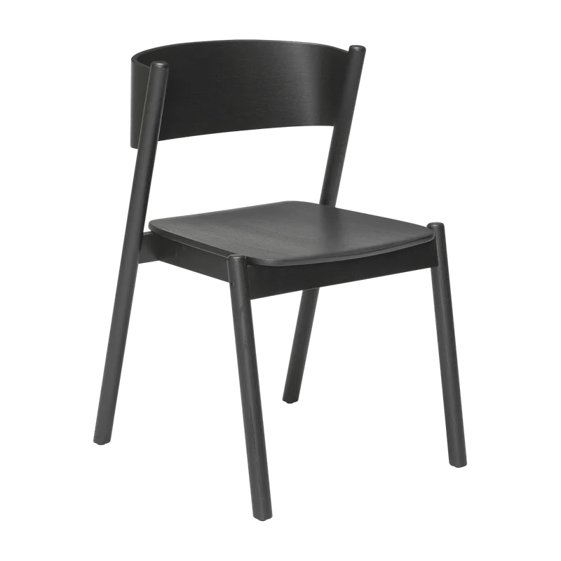 Chaise en chêne noir et cuir noir Oblique - Hübsch