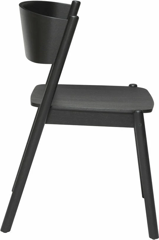 Chaise en chêne noir et cuir noir Oblique - Hübsch