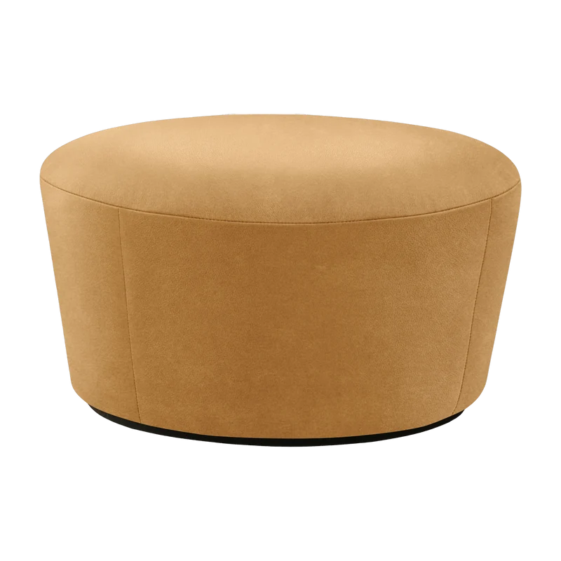 Pouf large en cuir Cognac Naïve - Emko