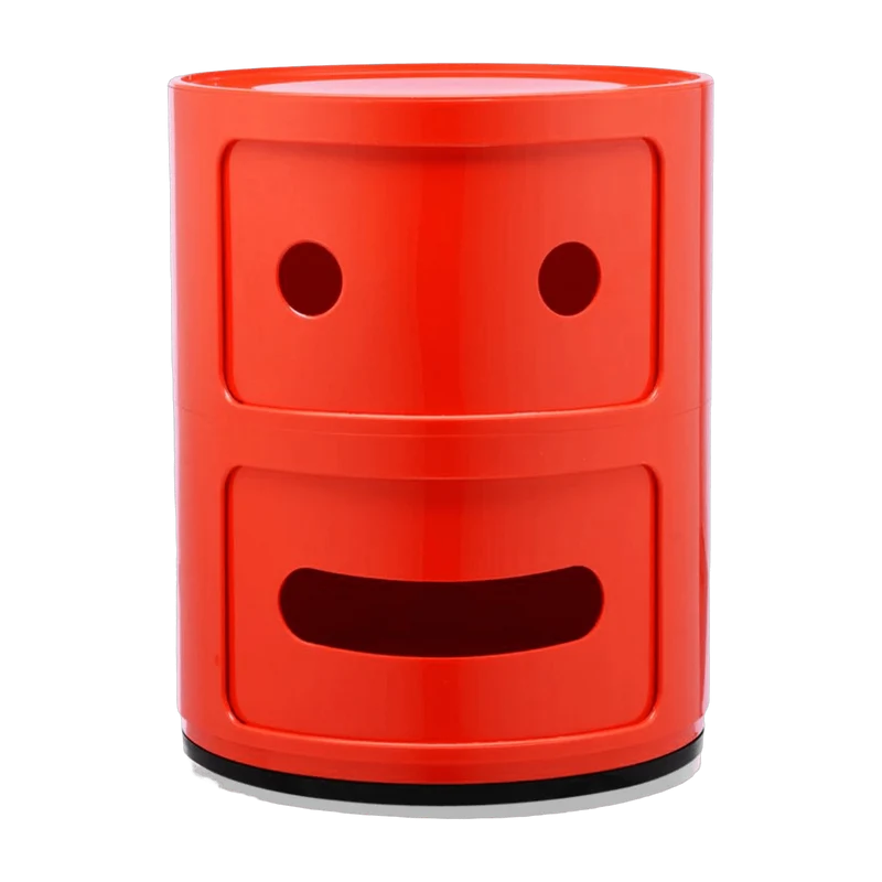 Table de chevet 2 tiroirs rouge Componibili Smile 2 - Kartell